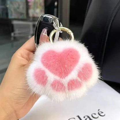 Cat Paw Plush Keychain – Cute Fluffy Faux Fur Pendant for Bags & Keys