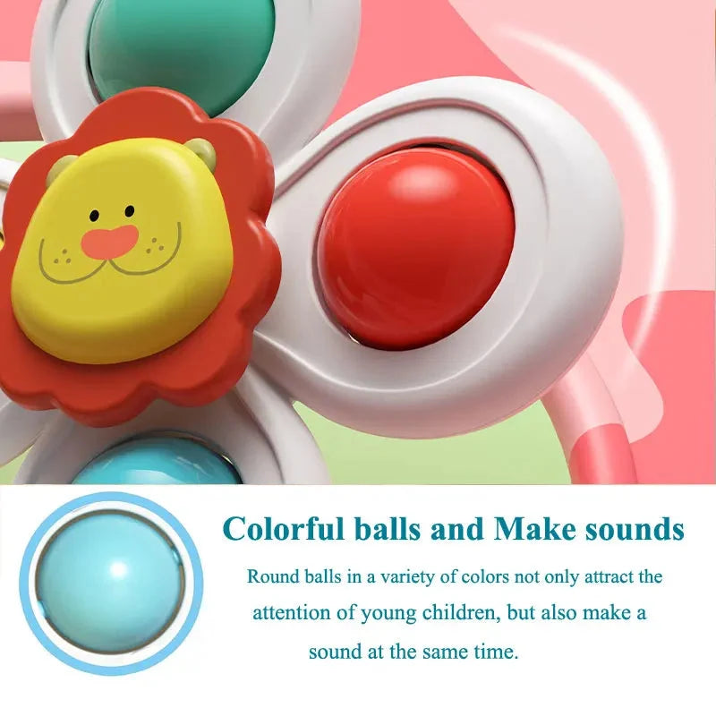 Baby Suction Cup Spinner Toys – 3-Piece Cartoon Animal Set | High Chair, Bath, Window & Table | Sensory Spinning Fidget | Toddler Gift