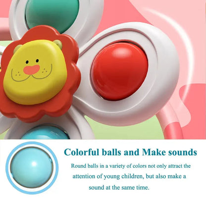 Baby Suction Cup Spinner Toys – 3-Piece Cartoon Animal Set | High Chair, Bath, Window & Table | Sensory Spinning Fidget | Toddler Gift