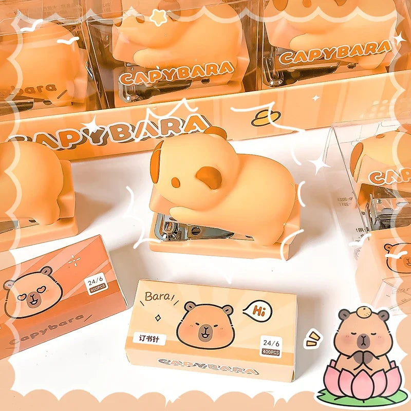 Kawaii Cute Capybara Stapler – Fun Novelty Office Stapler with Staples | Kawaii Desk Accessory