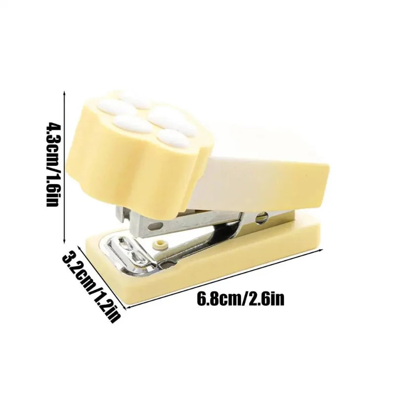 Kawaii Pastel Cat Paw Stapler – Cute Mini Stapler with Staples | Pink, Yellow & Purple