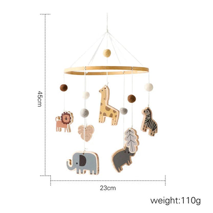 Baby Wooden Bed Bell Cartoon Rabbit Mobile
