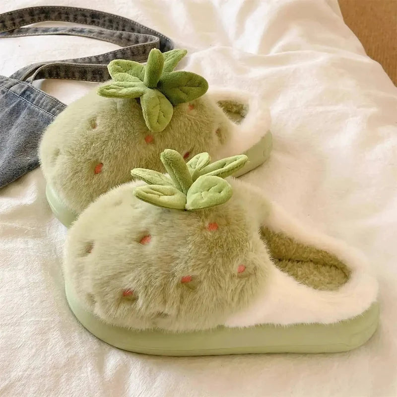 Kawaii Strawberry Slippers – Cute Cosy House Slippers | Pink, Green & Red | Sizes 36-41