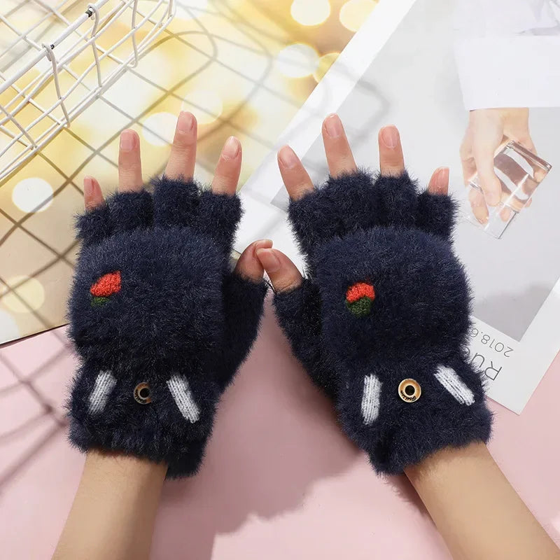 Kawaii Plush Bunny Mittens – Cute Warm Winter Gloves | 6 Colours | One Size