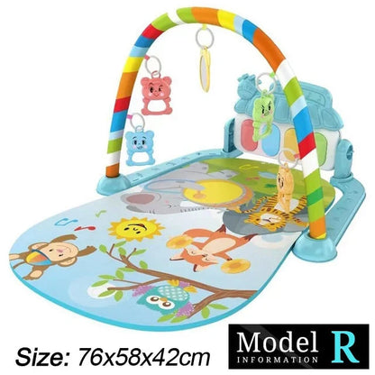 Baby Play Gym with Music & Piano Mat – Kick-Activated Piano | Hanging Toys | Tummy Time Mat | 0–36 Months | Baby Shower Gift