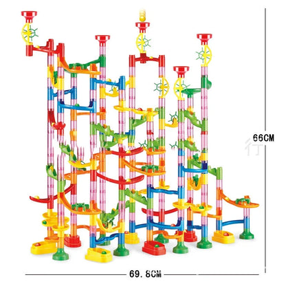 Marble Run Race Track Building Blocks – 3D Maze Ball Roll Toy | 50–232 Pieces | STEM DIY Coaster Set | Kids Birthday Christmas Gift
