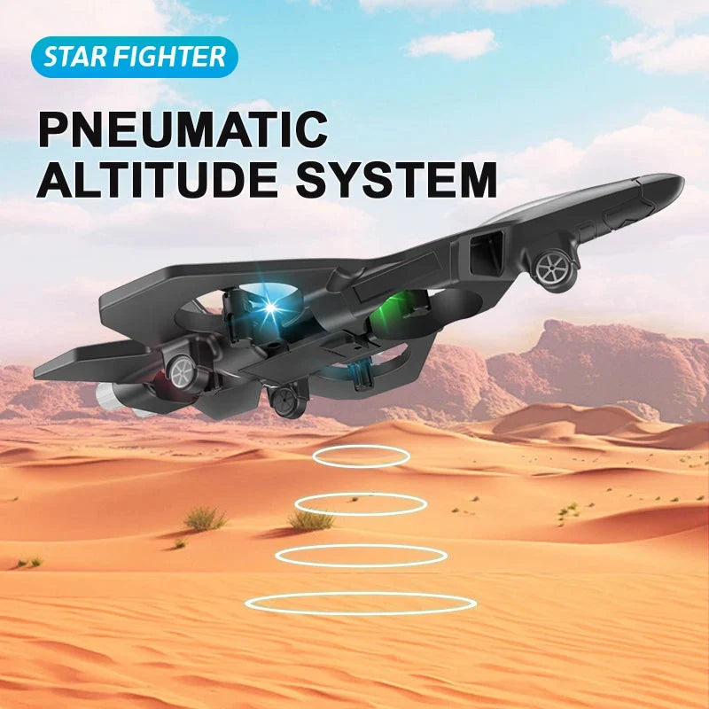 RC foam fighter jet aircraft with multicolor LED lights and rear landing gear