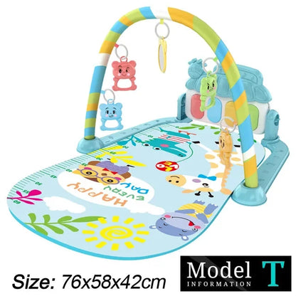 Baby Play Gym with Music & Piano Mat – Kick-Activated Piano | Hanging Toys | Tummy Time Mat | 0–36 Months | Baby Shower Gift