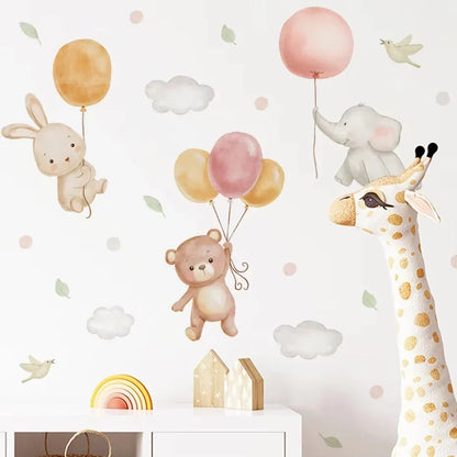 Kids & Nursery Wall Stickers – Watercolour Bears, Hearts & More | Self-Adhesive Peel & Stick | Nursery, Bedroom & Playroom Decor