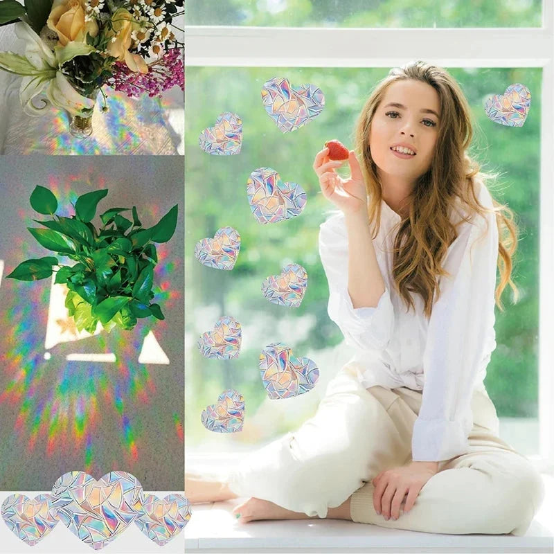 Rainbow Suncatcher Window Stickers – Holographic Prism Decals | 11 Designs | Mushrooms, Stars, Rabbits, Dragonflies & More | Home & Nursery Gift