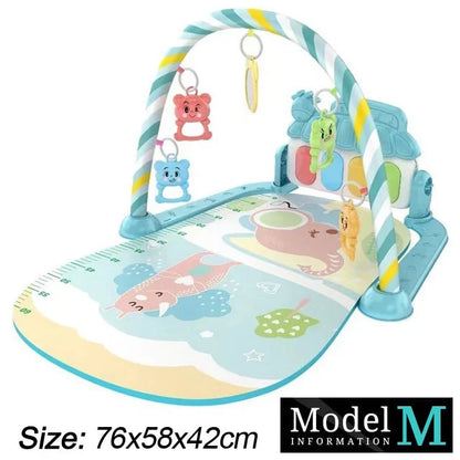 Baby Play Gym with Music & Piano Mat – Kick-Activated Piano | Hanging Toys | Tummy Time Mat | 0–36 Months | Baby Shower Gift