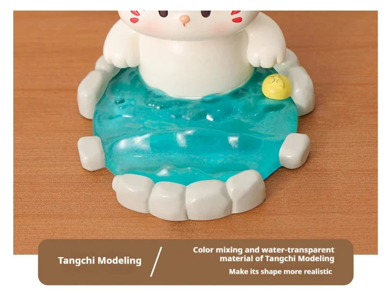 Kawaii Onsen Cat Phone Stand – Cute Cat Desk Accessory | Gift for Cat Lovers & Kawaii Fans