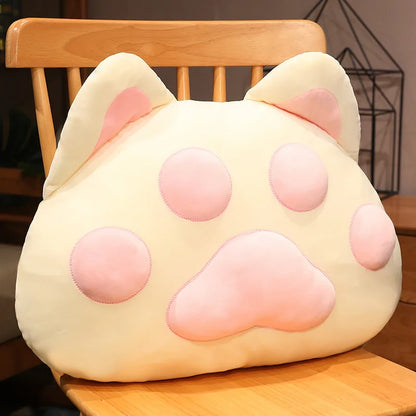 Kawaii Giant Cat Paw Pillow – Cute Cotton Cushion | Pink, Grey & White | 60x40cm & 90x55cm