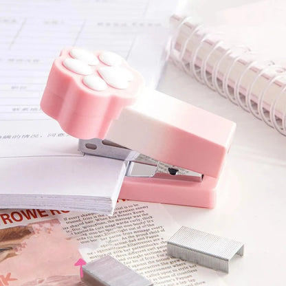 Kawaii Pastel Cat Paw Stapler – Cute Mini Stapler with Staples | Pink, Yellow & Purple