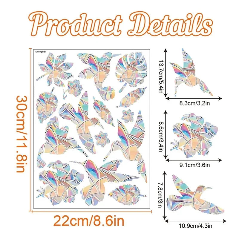 Rainbow Suncatcher Window Stickers – Holographic Prism Decals | 11 Designs | Mushrooms, Stars, Rabbits, Dragonflies & More | Home & Nursery Gift
