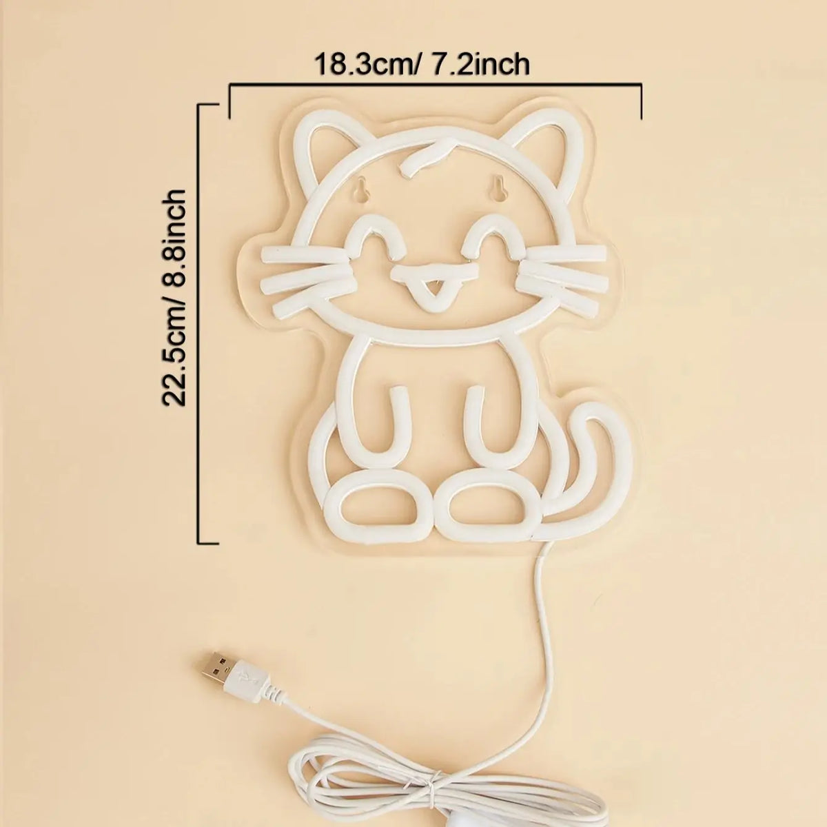 Kawaii Cat Neon Light – Cute LED-Style Room Decor | 5V USB Powered