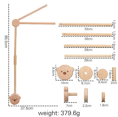 Baby Wooden Bed Bell Cartoon Rabbit Mobile