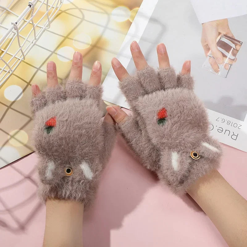 Kawaii Plush Bunny Mittens – Cute Warm Winter Gloves | 6 Colours | One Size