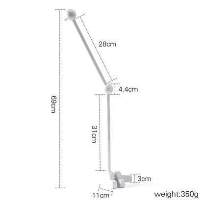 Mobile holder stand dimensions sketch with measurements and weight