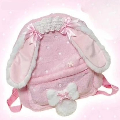 Kawaii Sweet Bunny Plush Backpack – Cute Soft Bunny Bag | Gift for Kawaii & Soft Girl Fans