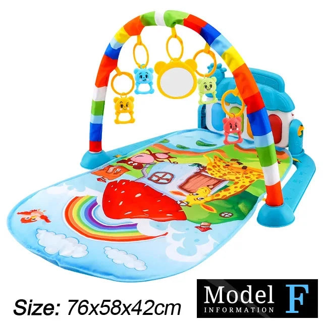 Baby Play Gym with Music & Piano Mat – Kick-Activated Piano | Hanging Toys | Tummy Time Mat | 0–36 Months | Baby Shower Gift