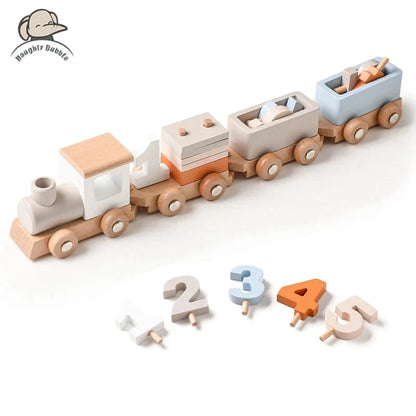 Montessori Wooden Vehicle Toys – Pull-Along Animal Train, Peg Doll Bus, Bead Aircraft & More | Natural Wood | Toddler Birthday Gift