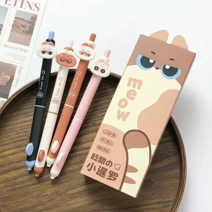 Kawaii Sassy Cat Gel Pens – Cute 4-Piece Stationery Set | Smooth Writing