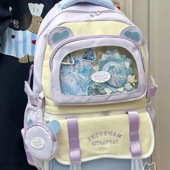 Kawaii Beary Cute Ita Backpack – Clear Window Bear Bag | 5 Colours | Pin & Charm Display