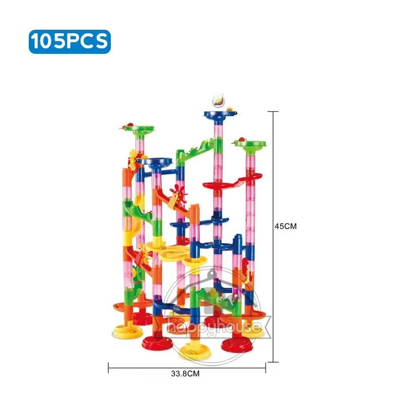 Marble Run Race Track Building Blocks – 3D Maze Ball Roll Toy | 50–232 Pieces | STEM DIY Coaster Set | Kids Birthday Christmas Gift