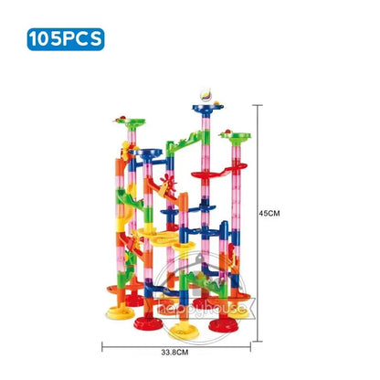 Marble Run Race Track Building Blocks – 3D Maze Ball Roll Toy | 50–232 Pieces | STEM DIY Coaster Set | Kids Birthday Christmas Gift