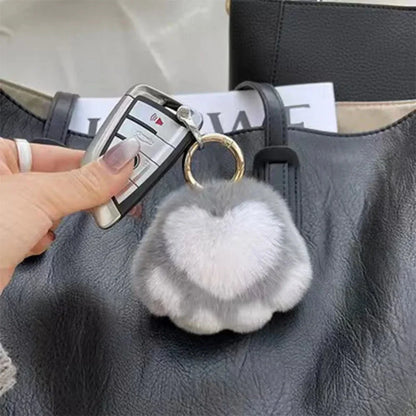 Cat Paw Plush Keychain – Cute Fluffy Faux Fur Pendant for Bags & Keys