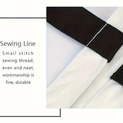 Close-up of stitched canvas tote seams with black and white panels