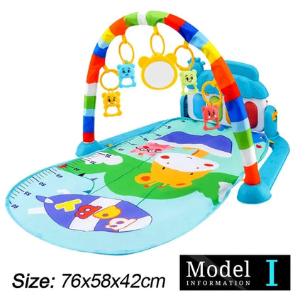 Baby Play Gym with Music & Piano Mat – Kick-Activated Piano | Hanging Toys | Tummy Time Mat | 0–36 Months | Baby Shower Gift