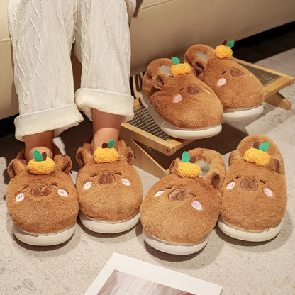 Kawaii Capybara Slippers – Cute Plush House Shoes | EU 37-44 | Size Chart Included