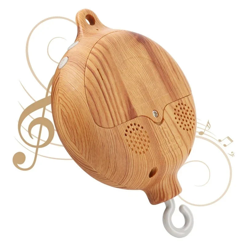 Baby Crib Mobile & Music Box – Rotating Crochet Animal Mobile, Music Motor & Wooden Arm | Nursery Soothing Toy | 0–12 Months Baby Gift