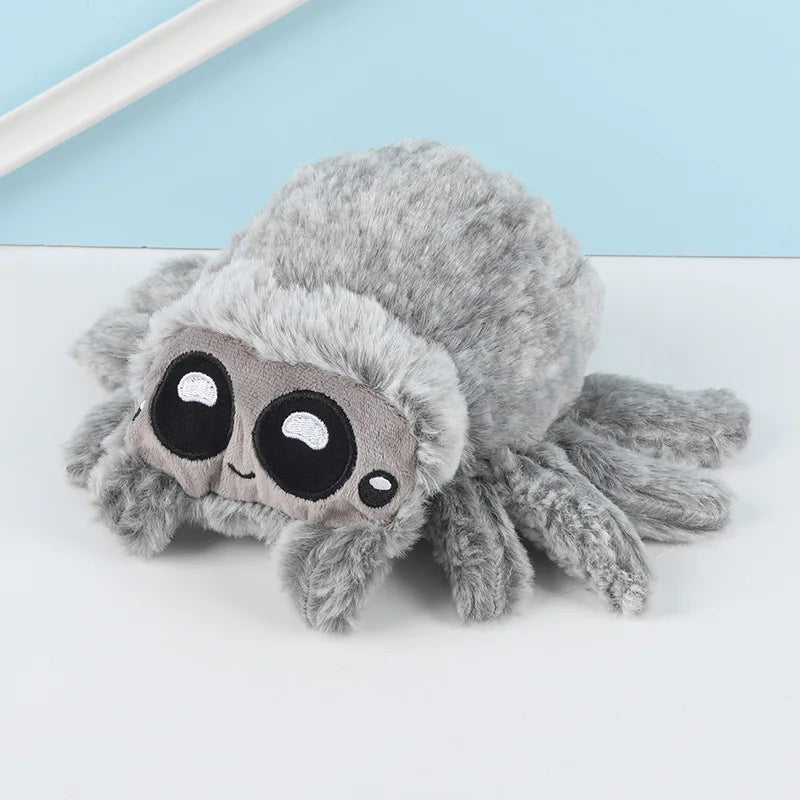 Kawaii Cute Spider Plushie – Soft Stuffed Spider Toy | Brown, Grey & Pink | 11x17cm
