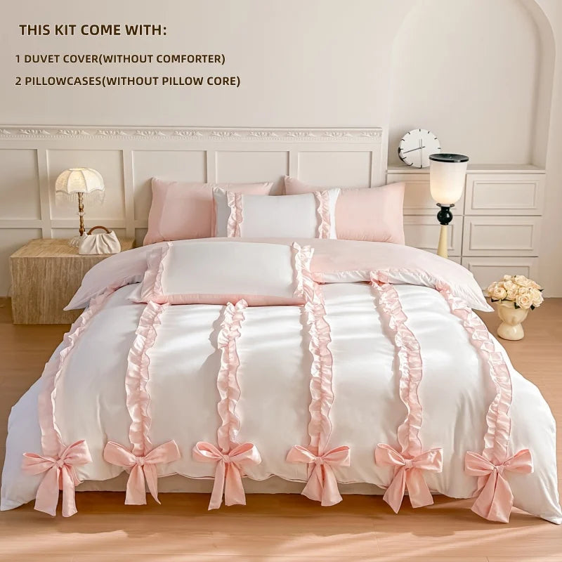 Kawaii Bow Print Bedding Set | 3-Piece Duvet Cover & Pillowcases