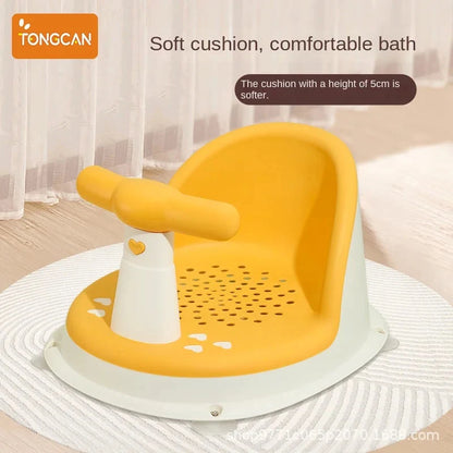Baby Bath Seat with Suction Base & Safety Rail – Ergonomic Support Chair for Bath & Shower | Green, Pink, Blue, Yellow, Orange | Baby Shower Gift