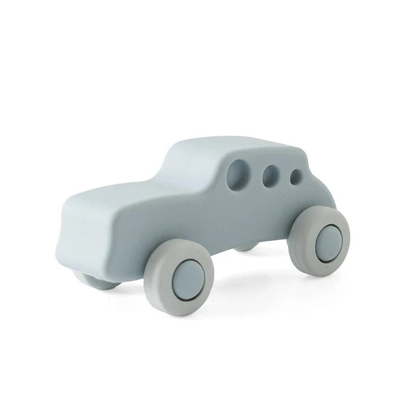 Baby Silicone Car Teether Toy – Montessori Educational 0–12 Months | BPA Free Food-Grade Silicone | Individual Vehicles & Sets | Baby Shower Gift