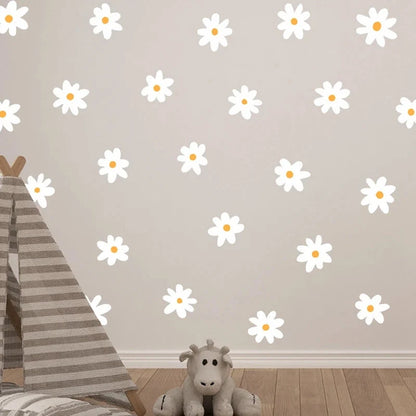 White Daisy Wall Stickers – 34-Piece Small Scatter or 14-Piece Large Statement Set | 60×30cm Sheet | Peel & Stick | Bedroom, Nursery & Garden Decor