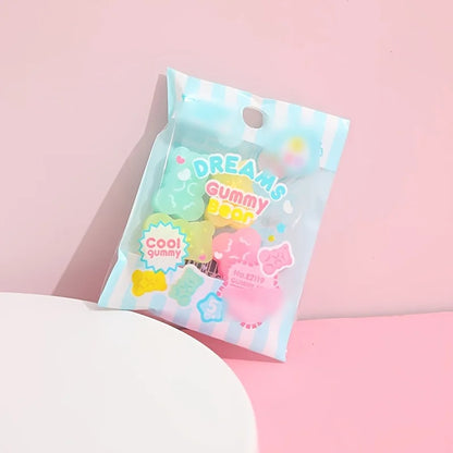 Kawaii Gummy Bear Erasers – Cute 5-Piece Bear-Shaped Rubber Eraser Set