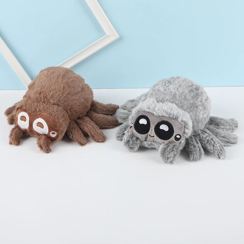 Kawaii Cute Spider Plushie – Soft Stuffed Spider Toy | Brown, Grey & Pink | 11x17cm