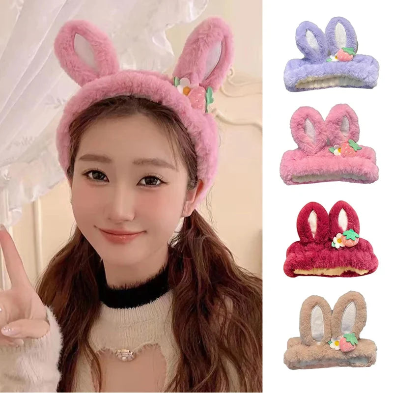 Kawaii Strawberry Bunny Ear Beauty Headband – Cute Spa & Skincare Headband | 6 Colours