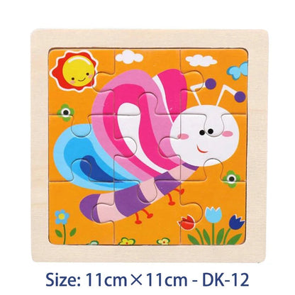 Wooden jigsaw puzzle with cartoon pink rabbit yoga pose in framed board