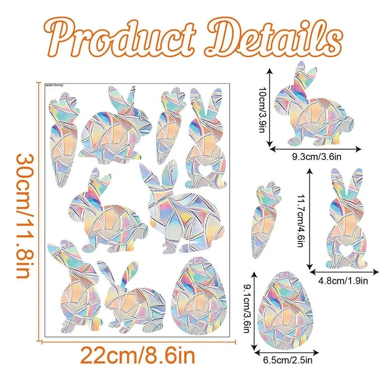 Rainbow Suncatcher Window Stickers – Holographic Prism Decals | 11 Designs | Mushrooms, Stars, Rabbits, Dragonflies & More | Home & Nursery Gift