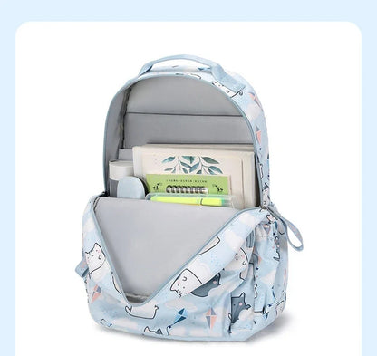 Kawaii Cats with Kites Backpack – Waterproof Polyester Bag | Medium & Large Sizes