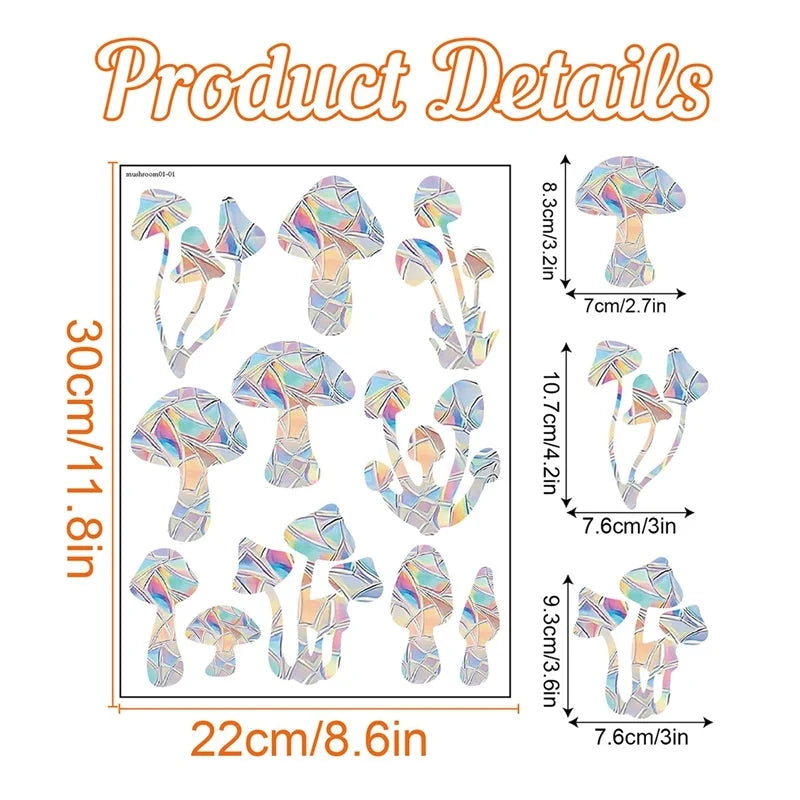 Rainbow Suncatcher Window Stickers – Holographic Prism Decals | 11 Designs | Mushrooms, Stars, Rabbits, Dragonflies & More | Home & Nursery Gift