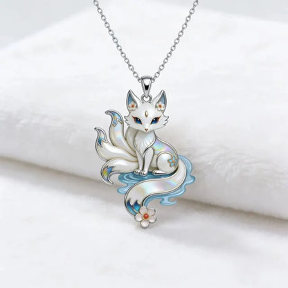 Kawaii Kitsune Fox Necklace – Intricate Silver Fox Pendant | Japanese Folklore Jewellery