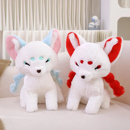 Kawaii Kitsune Fox Plushie – Mystical Japanese Fox Stuffed Animal | Red & Blue | 38cm
