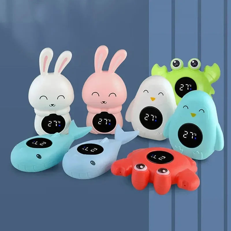 Baby Bath Thermometer Floating Animal – Digital LED Display | Penguin, Whale, Bunny, Crab | Waterproof Bath Toy | Newborn Baby Shower Gift
